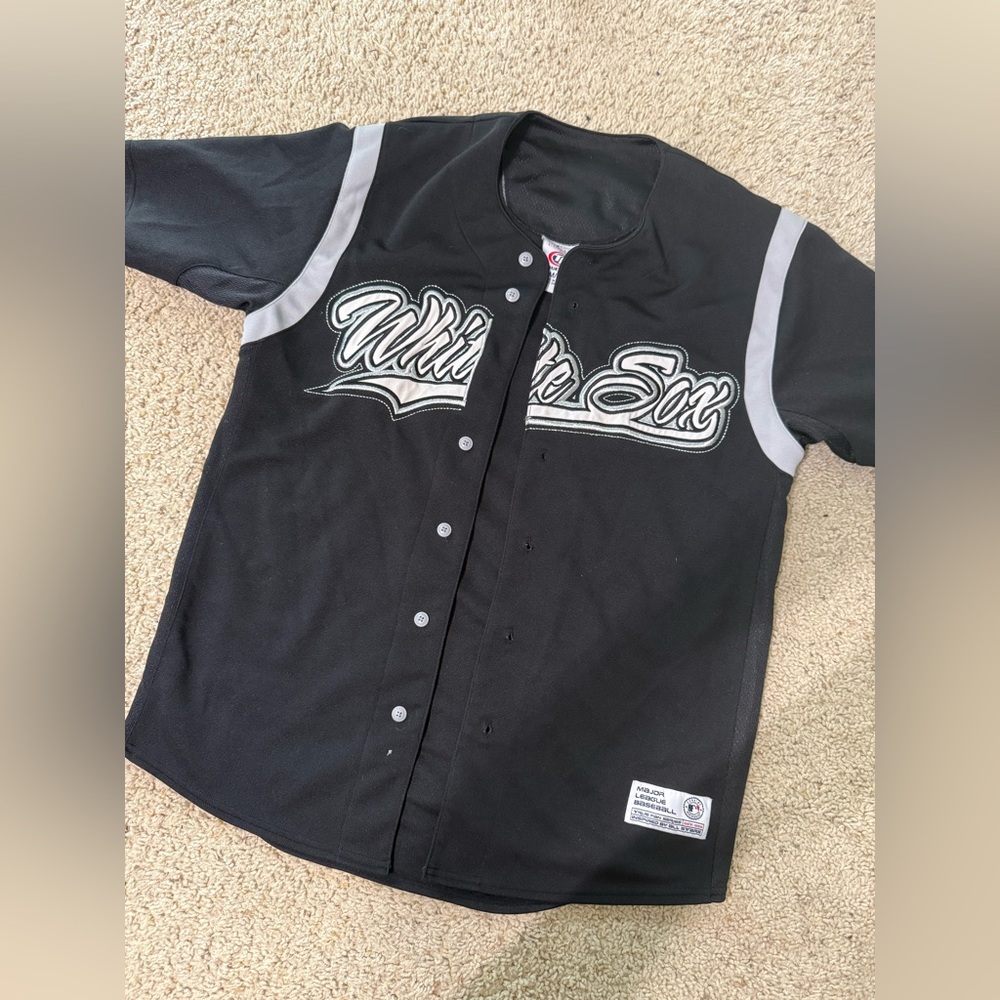 Chicago White Sox MLB True Fan Button Jersey Black M Baseball Shirt